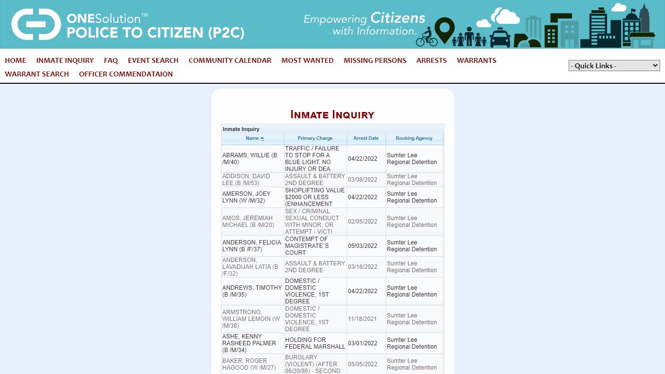 Sumter - Lee Regional Detention Center P2C