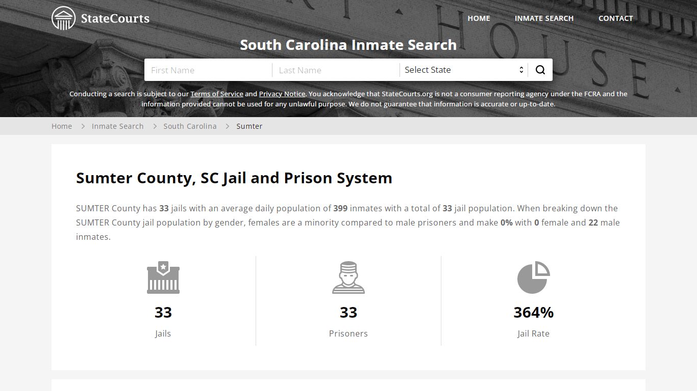 Sumter County, SC Inmate Search - StateCourts